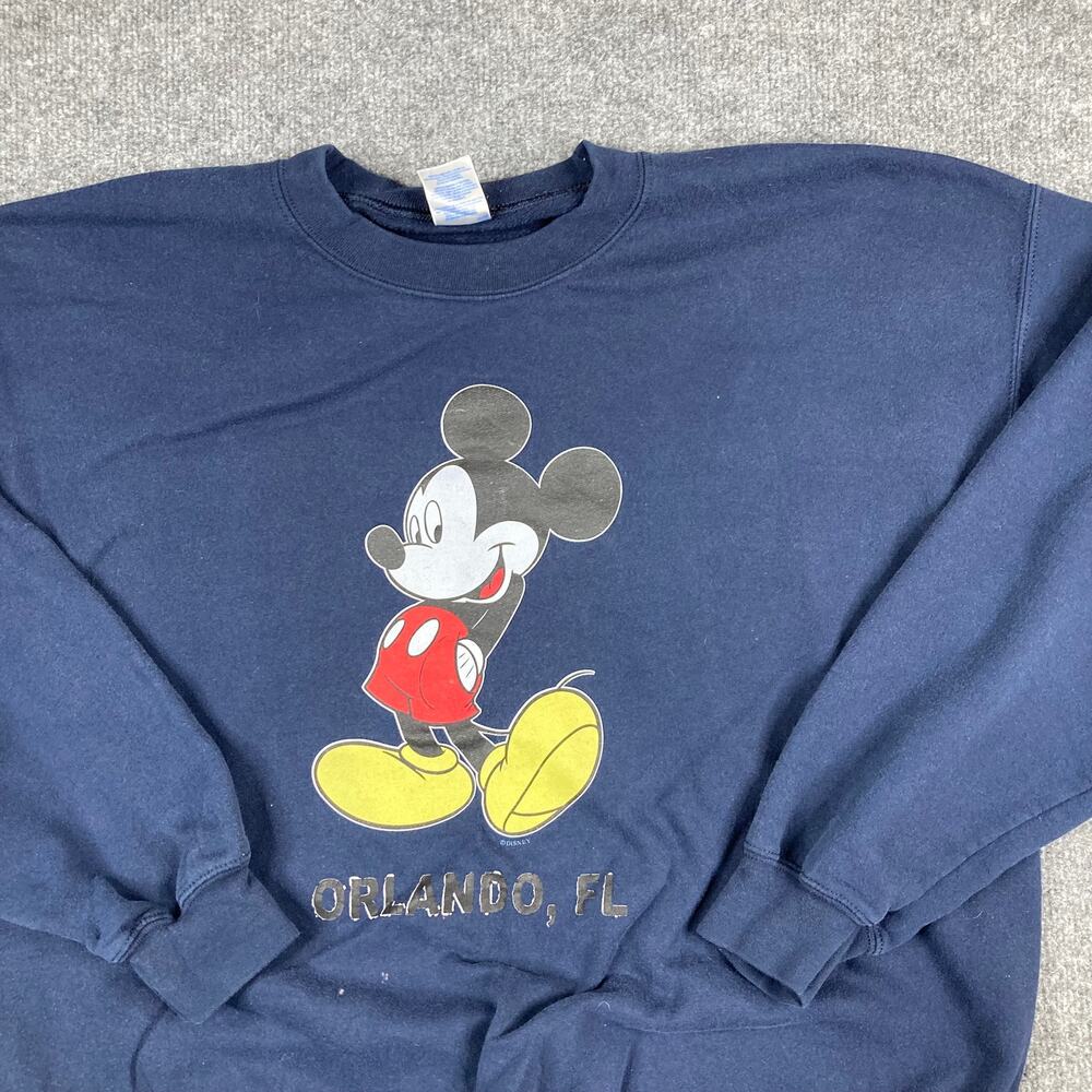 Disney Mickey Mouse Sweatshirt Mens XL Blue Orlando FL Crewneck Graphic Tee